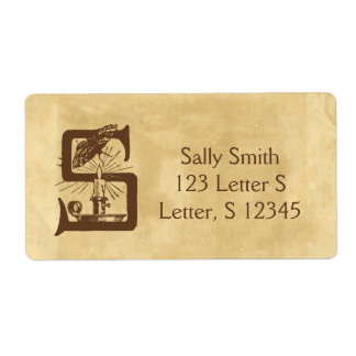 Lettre S Blanc Vintage Étiquette papier vieilli