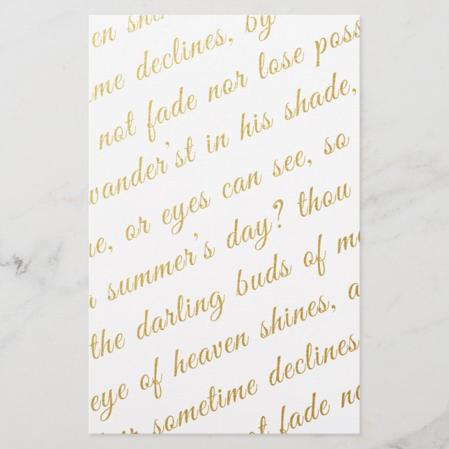 Lettre Script Faux Gold Typographie Poésie Blanc (Devant)