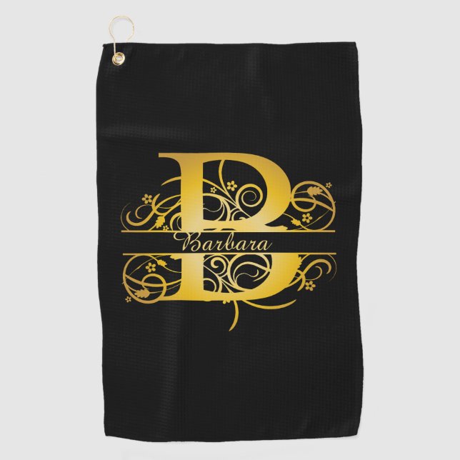 Lettre Silhouette Monogram Gold B Serviette de gol (Devant)