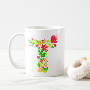 Lettre T en Fleurs Café Mug