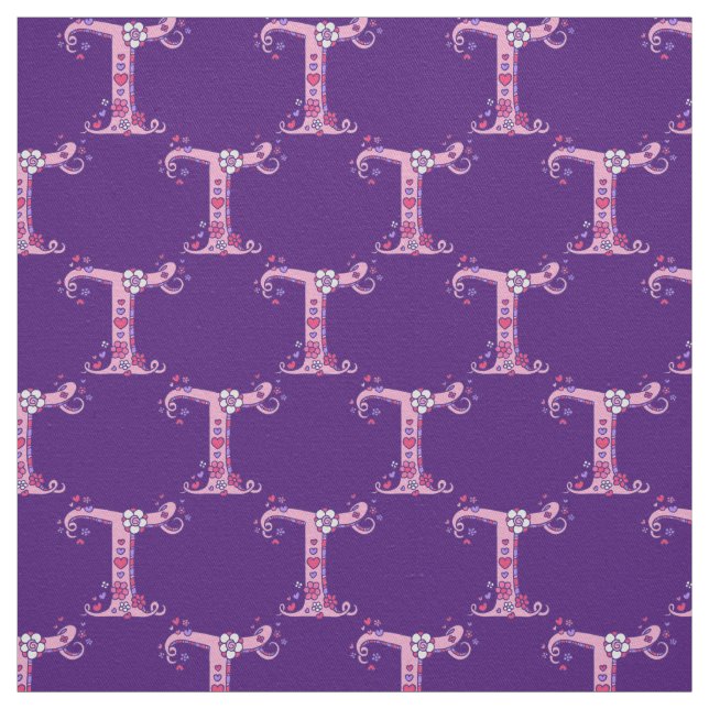 LETTRE T monogramme texte décoratif tissu personna (Échantillon)