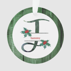 *~* Lettre T Rustic Christmas PHOTO Wood AP44 Orna