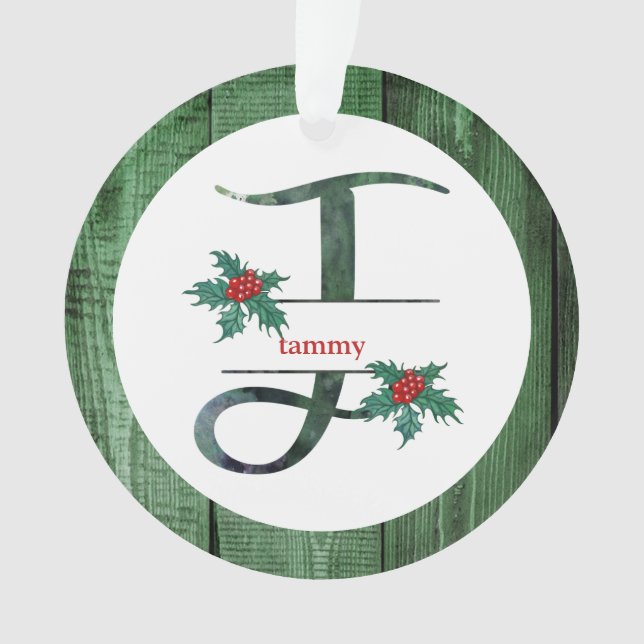 *~* Lettre T Rustic Christmas PHOTO Wood AP44 Orna (devant)