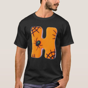 Lettre texte 3D noire et orange 'H' T-shirt