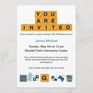 Lettre Tiles Blue Birthday Invitation