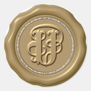 *~* Lettre U Diamond Circle Or Stickers cire