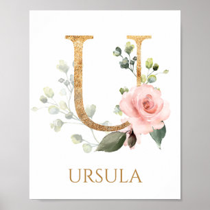 Lettre U Monogram rose rose rose pépinière Poster