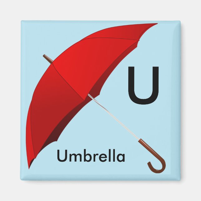 Lettre U pour Umbrella Children's Magnet (Devant)