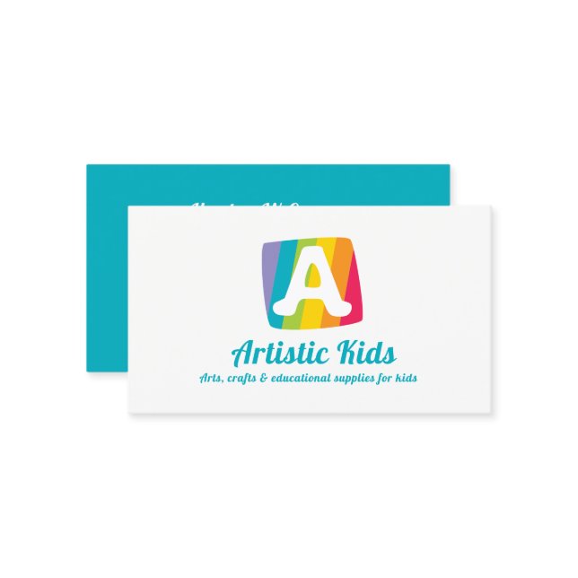 Lettre Un carte de visite d'art à rayures de blocs (Devant/Arrière en situation)