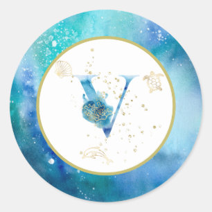 *~* LETTRE V - Autocollant d'enveloppe de plage na