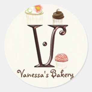Lettre V Monogram Cupcake Logo Stickers Entreprise