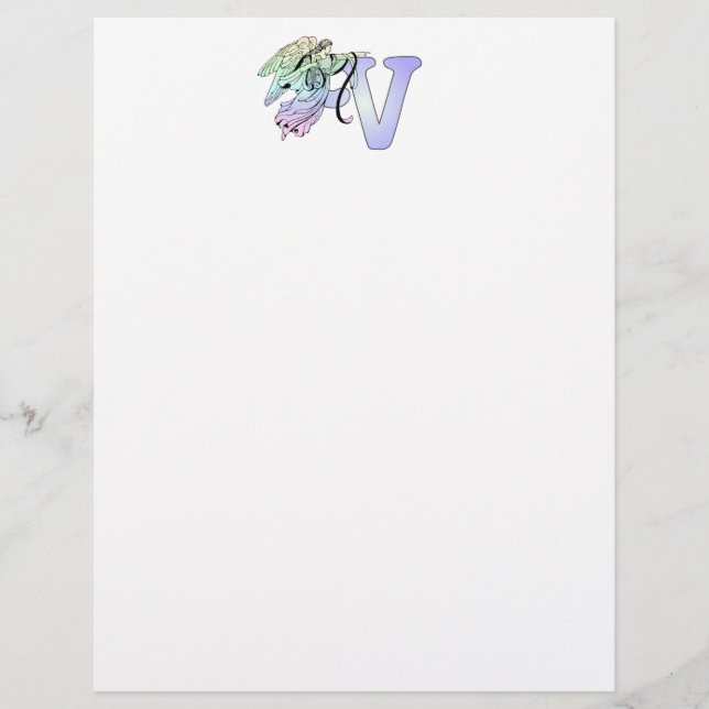 Lettre V Monogramme initial Gardien Ange Alphabet (Devant)