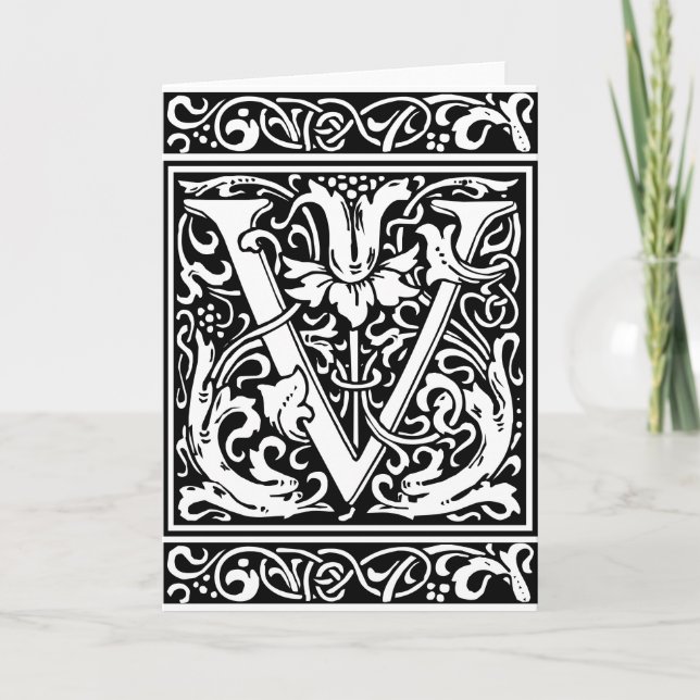 Lettre V Monogramme médiéval Art Nouveau (Devant)