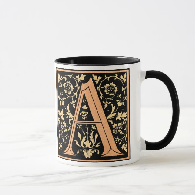 Lettre Vinatge Noir & Or 'A' - Mug (Droite)