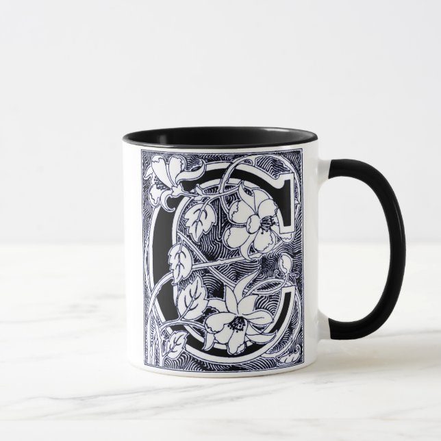 LETTRE VINGLE FLEUVE 'C' EN BLANC - Mug (Droite)