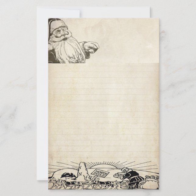 Lettre vintage à feuille de papier Père Noël (Devant)