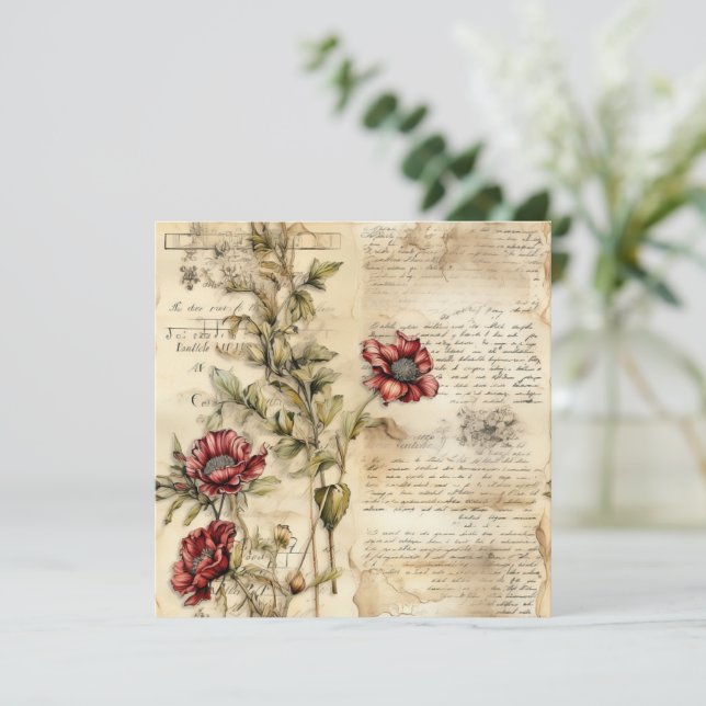 Lettre vintage d'amour parchemin avec fleurs (1) (Debout devant)