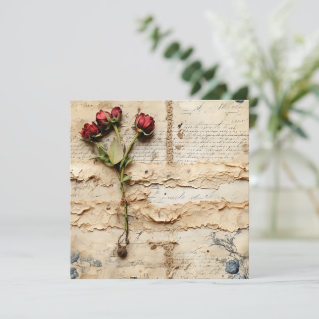 Lettre vintage d'amour parchemin avec fleurs (2) (Debout devant)