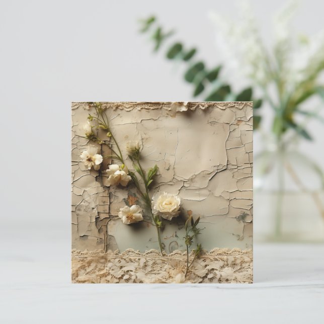 Lettre vintage d'amour parchemin avec fleurs (3) (Debout devant)