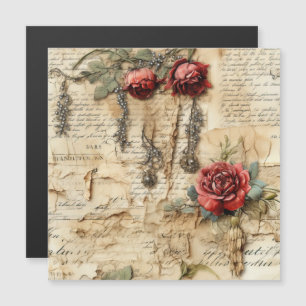 Lettre vintage d'amour parchemin avec fleurs (4)