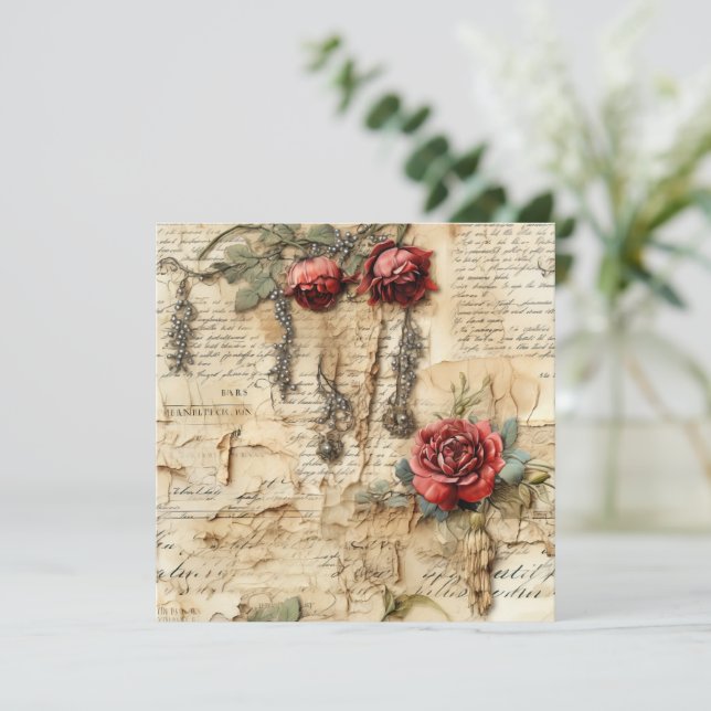 Lettre vintage d'amour parchemin avec fleurs (4) (Debout devant)