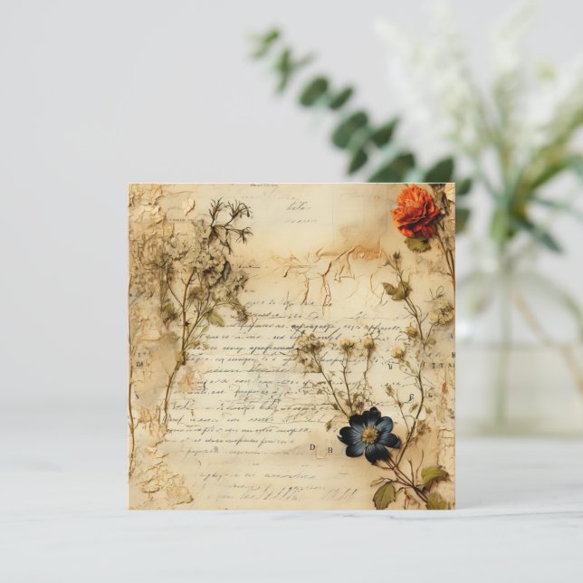 Lettre vintage d'amour parchemin avec fleurs (5) (Debout devant)