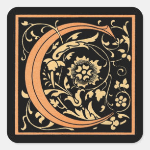 LETTRE vintage NOIR ET OR "C" - Sticker