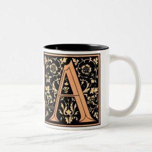 Lettre vintage noire et or 'A' - Mug