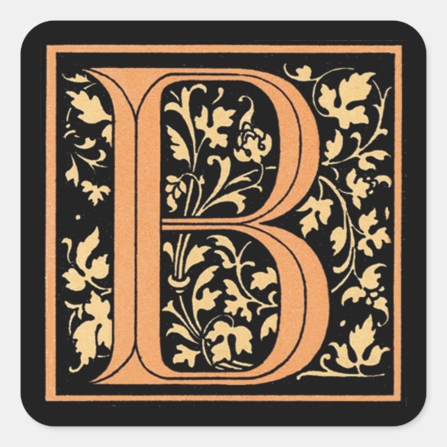 Lettre vintage noire et or "B" - Sticker (Devant)