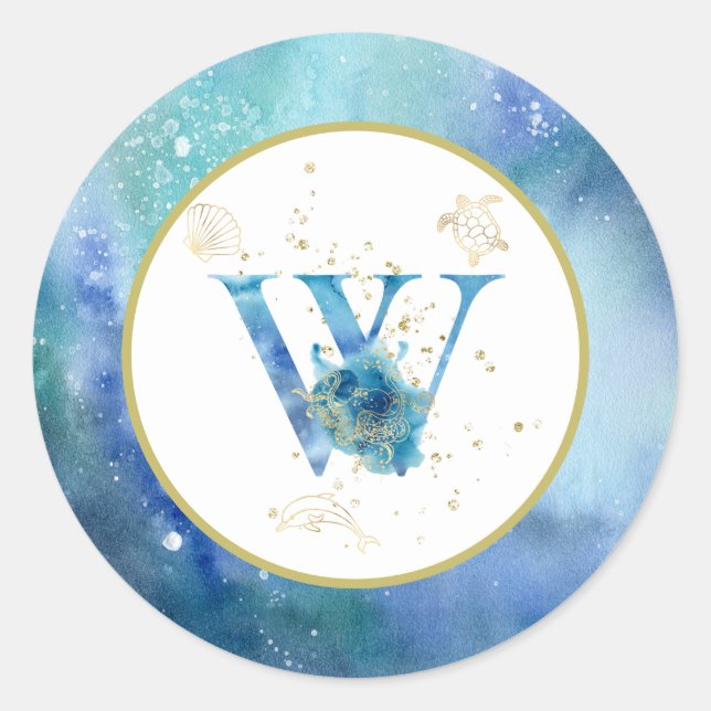 *~* LETTRE W - Autocollant d'enveloppe de plage na (Devant)