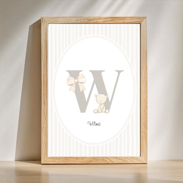 Lettre W Décoration Murale de Nursery - Impression (Letter W Nursery Wall Art - Custom Baby Name Print)
