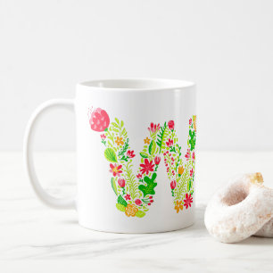 Lettre W en Fleurs Café Mug