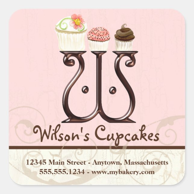 Lettre W Monogram Cupcake Logo Stickers d'entrepri (Devant)