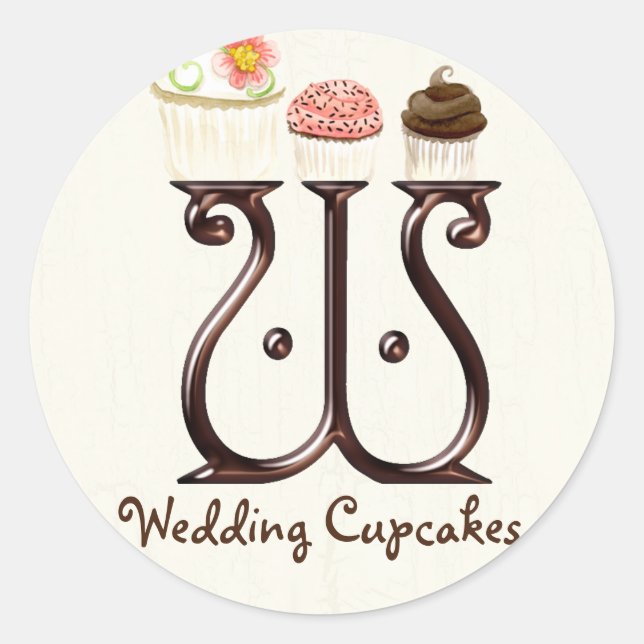 Lettre W Monogram Cupcake Logo Stickers d'entrepri (Devant)