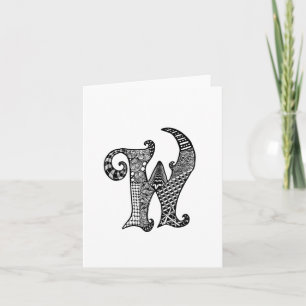 Lettre W Monogramme en noir et blanc