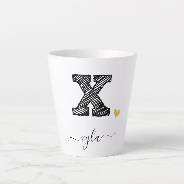 Lettre X Monogramme d'esquisse rétrospective, Mug  (Devant)