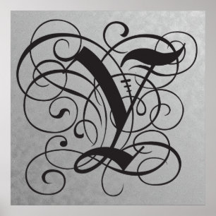 Lettre Y, Monogramme gothique Poster noir