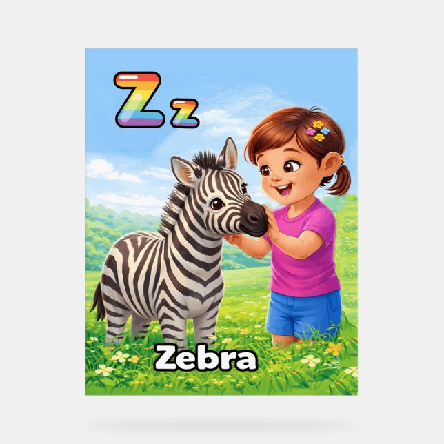 Lettre Z Affiche Alphabet - Z est pour Zèbre (Recto)