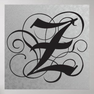 Lettre Z, Monogramme gothique Poster noir