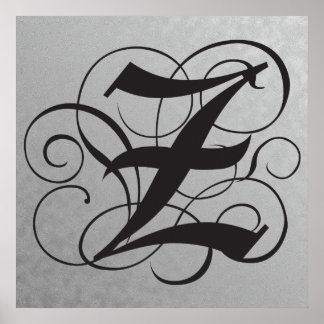 Lettre Z, Monogramme gothique Poster noir