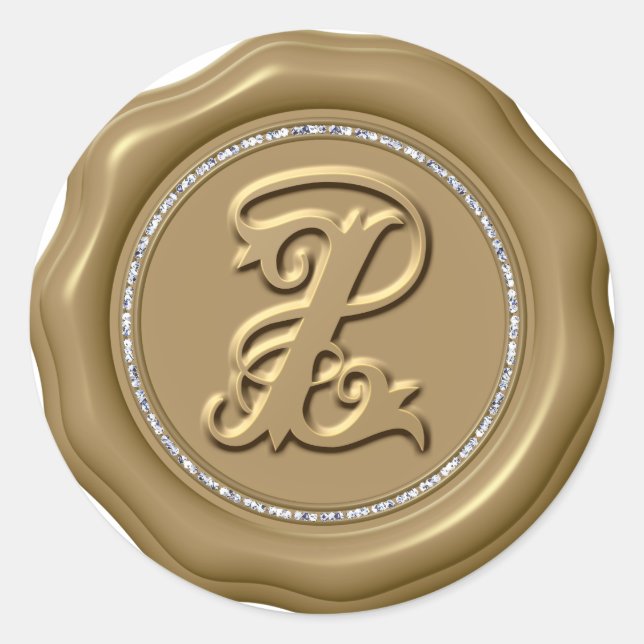 *~* Lettre Z Stickers Cercle Diamant OR cire (Devant)