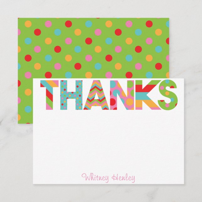 Lettres à motifs MERCI Cartes à notes personnalisé (Devant / Derrière)