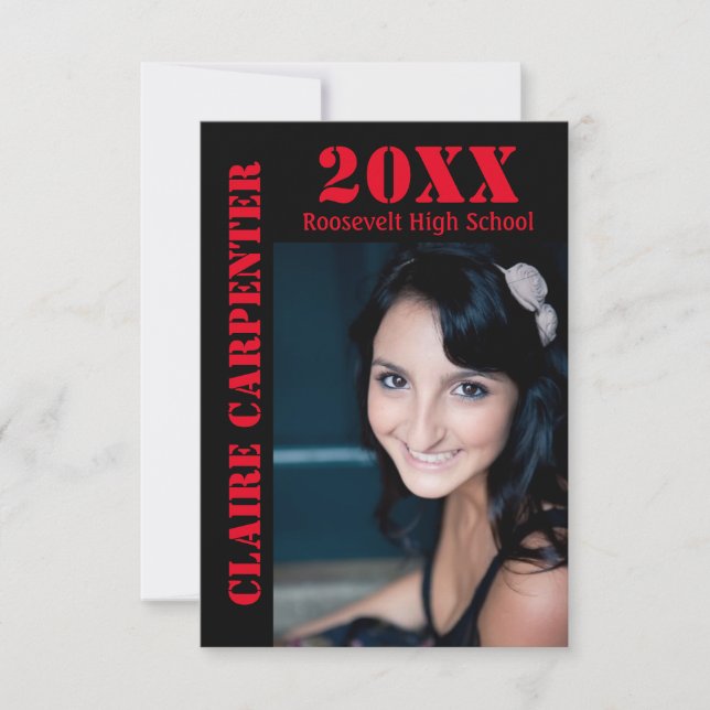 Lettres au crayon noir/rouge - Faire-part 3x5 Grad (Devant)