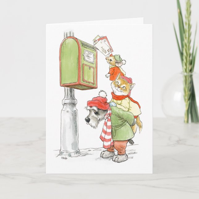 Lettres au Père Noël ! Carte de vœux avec des anim (Devant)