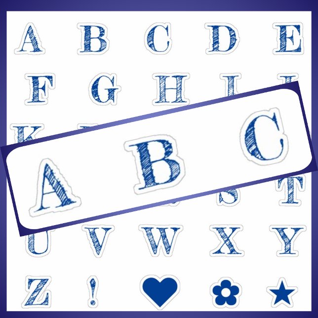 Lettres bleues royales | Stickers Alphabet Monogra (Créateur téléchargé)