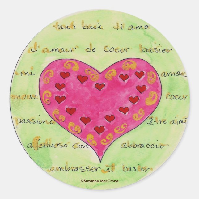 Lettres d'amour et Coeurs rouges chauds - Stickers (Devant)