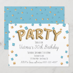 Lettres de ballon en feuille d'or pour invitations