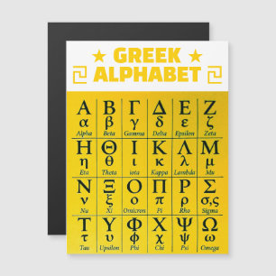 Lettres de l'alphabet grec dorées verticales carte