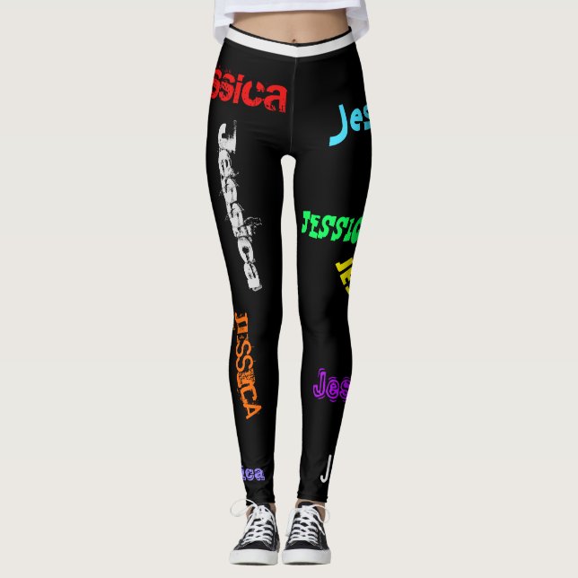 Lettres de NOM répétitives personnalisées Leggings (Devant)