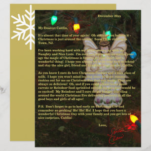 Lettres de Père Noël Ange Doré Lumières Nom 